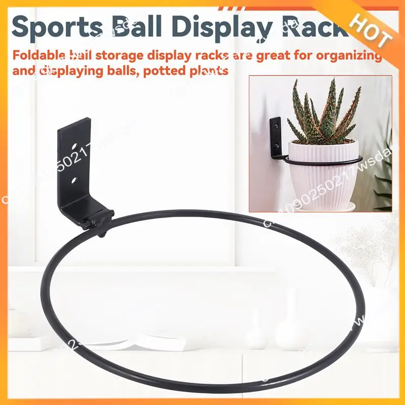X08A 2 Pack Foldable Ball Holder Wall Mounted,Sports Ball Display Rack For Basketball Volleyball Rugby Soccer Football