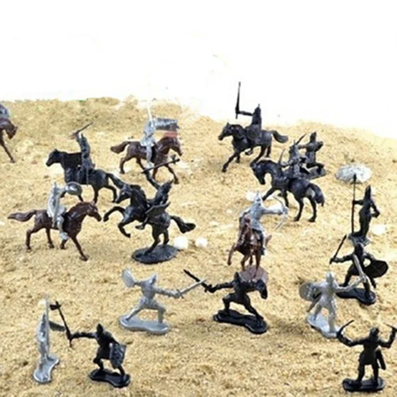 28 pçs cavaleiros medievais guerreiros soldados cavalo warhorse modelos brinquedos conjunto de brinquedo das crianças modelo 5-7 cm estatuetas em miniatura