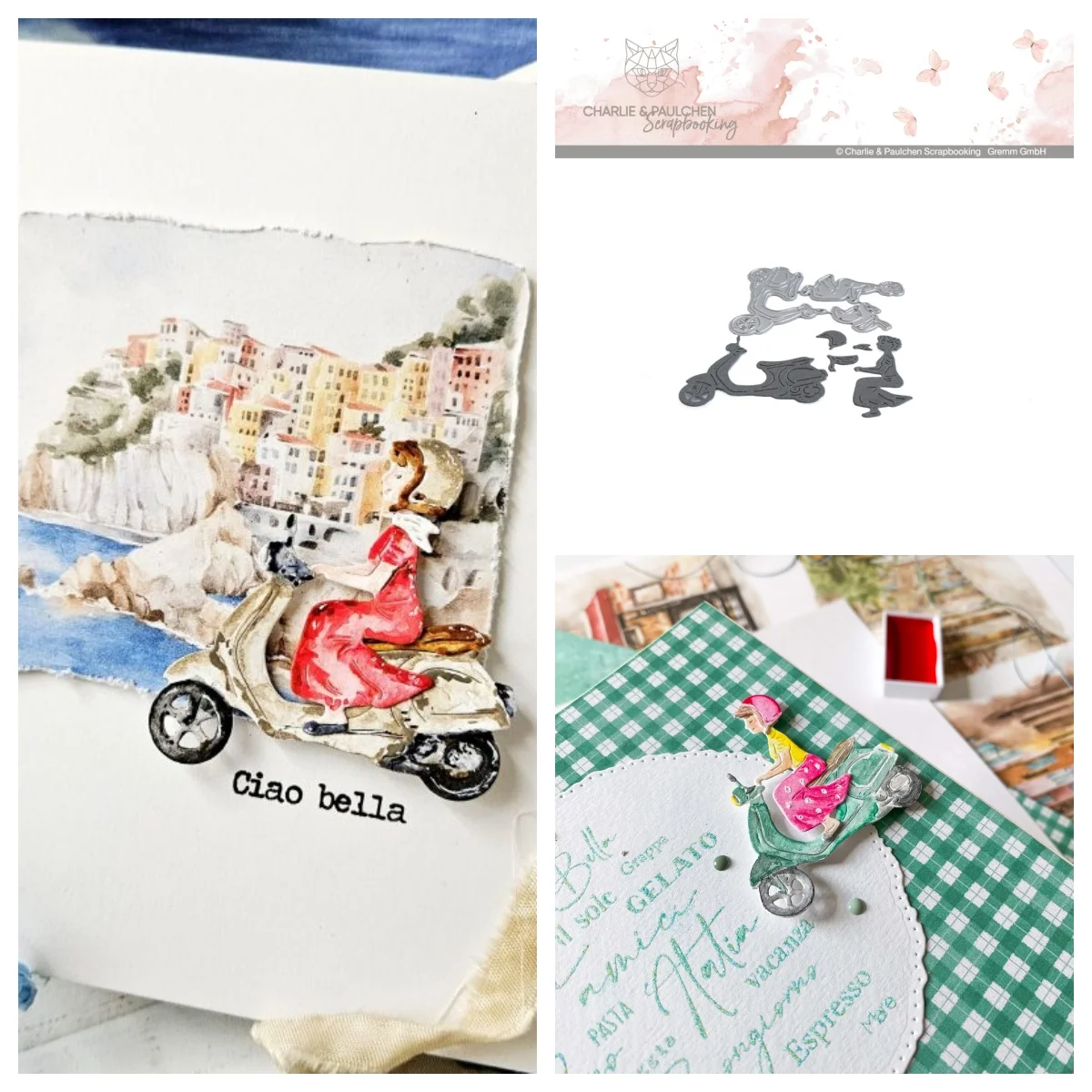 

Retro Vespa With Signorina Metal Cutting Dies for DIY Making Card Scrapbook Embossed Paper Album Craft Supplies Template