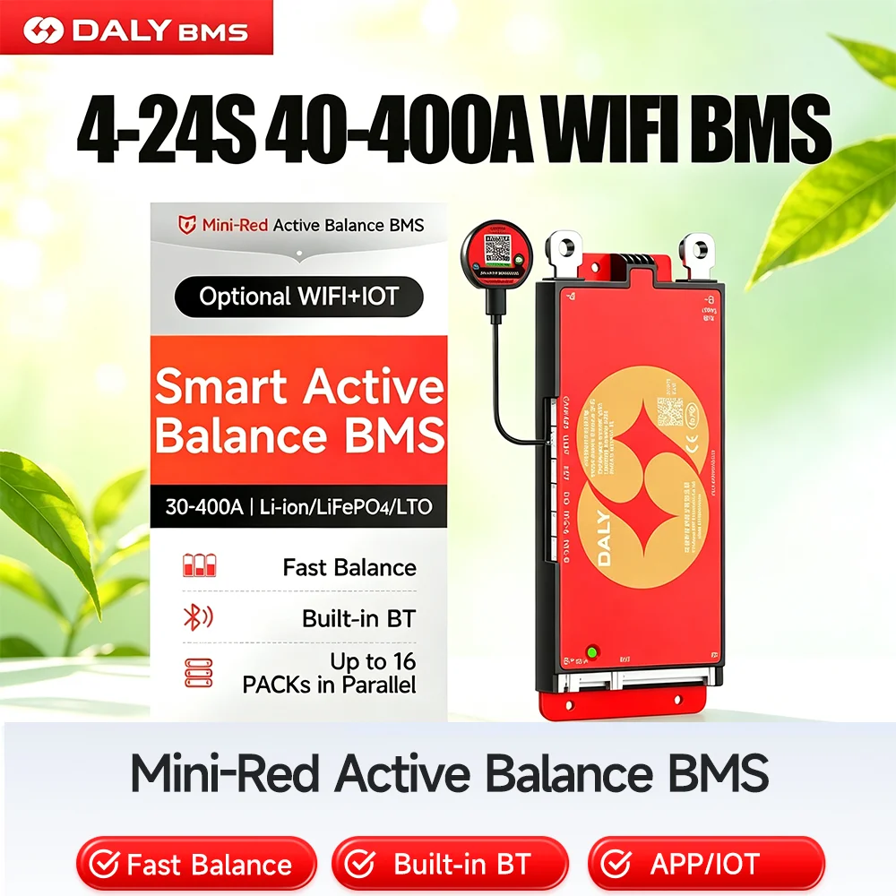 DALY Smart BMS Lifepo4 4S 7S 8S 10S 16S 17S 24S 60A 100A 150A 300A BMS with Active Balancer Built-in Bluetooth WIFI RS485CANBUS