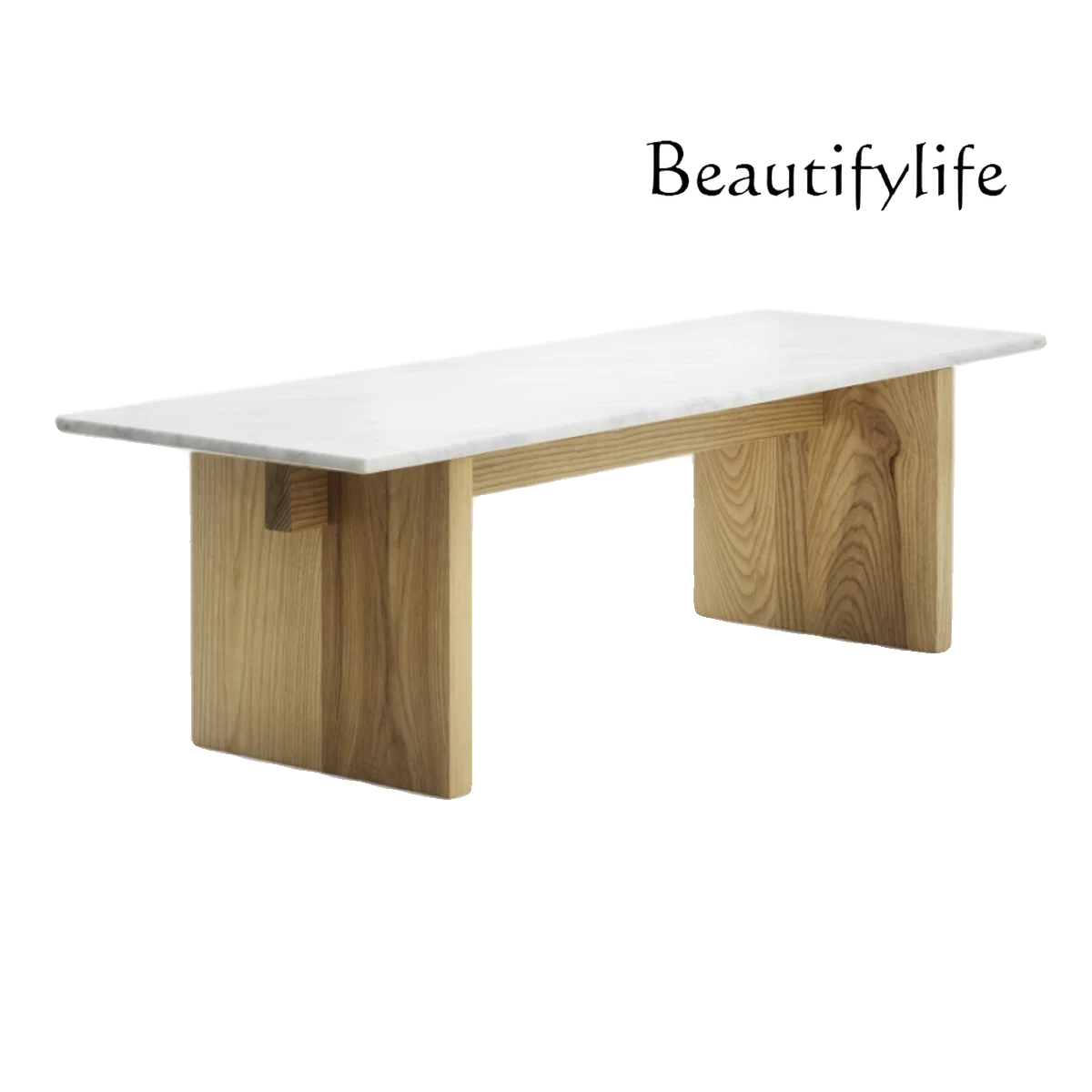 

Nordic Modern High-End Marble Coffee Table Rectangular Minimalist Solid Wood Living Room Small Apartment Tea Table