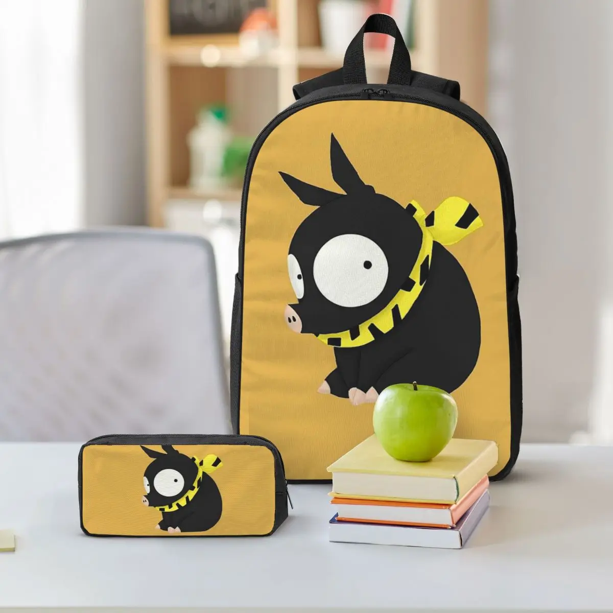 Kanji Ranma Anime Manga Backpack Student BookBag School Bag Shoulder Bags 3ps Insulated Lunch Bag Pencil Case
