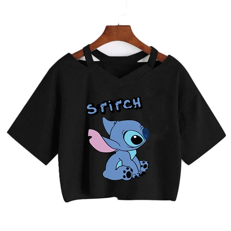 Y2k  Kawaii stitch Funny Cartoon T Shirt Women Manga T-shirt Graphic Tshirt Streetwear Crop Top Tees Female Gothic