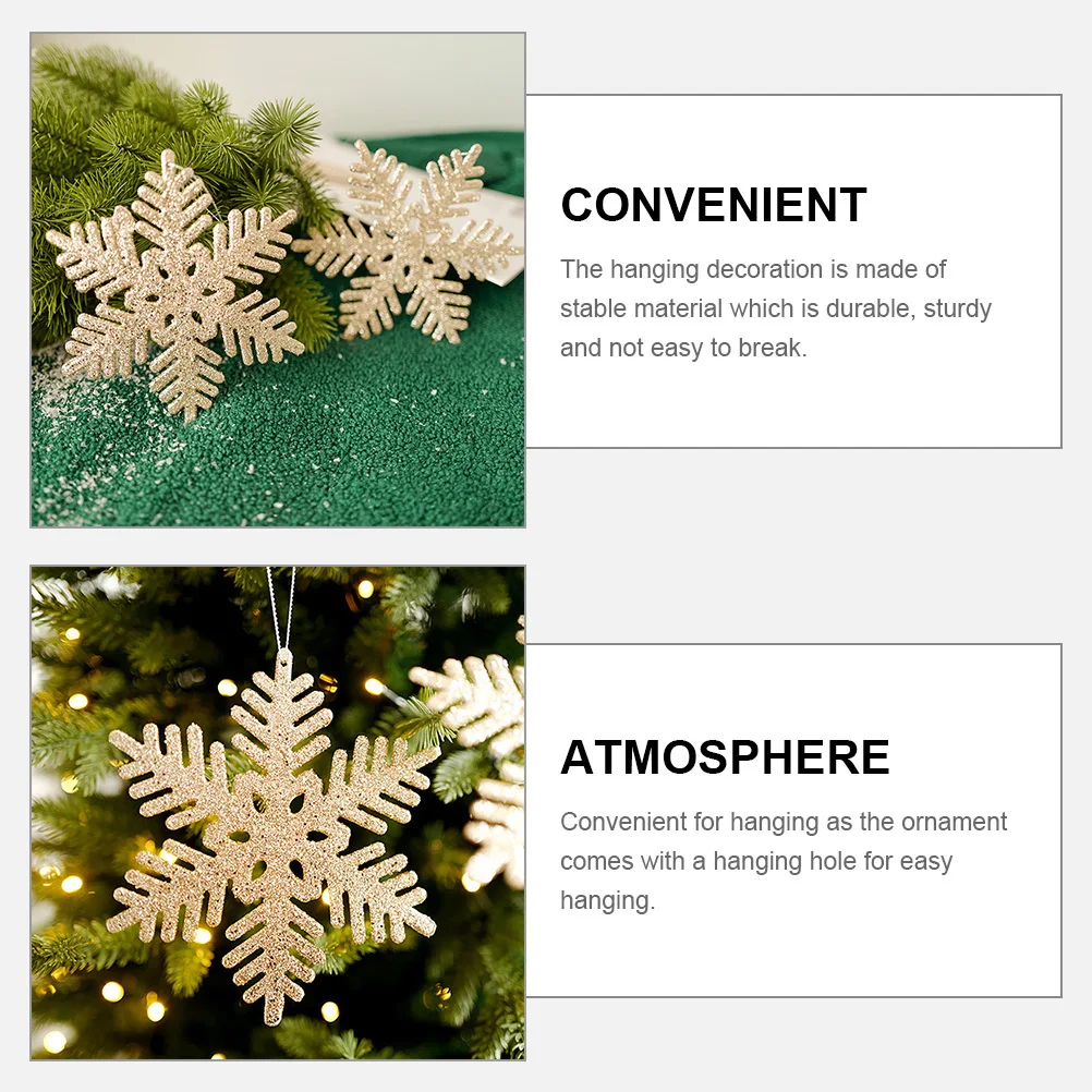 

4 Pcs Snowflake Pendant Hanging Snowflakes Decorations Ornament Golden from Ceiling