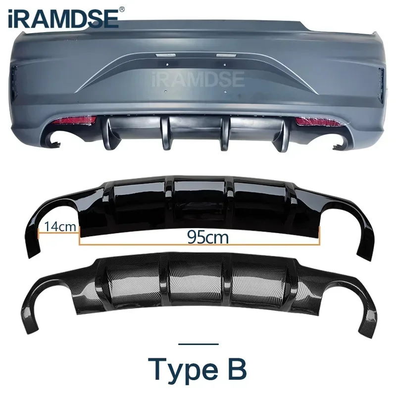 Car Rear Diffuser Lip for Volkswagen VW Scirocco R 2015 2016 2017  Body Kit With Lamp Bumper Spoiler Plastic Splitter