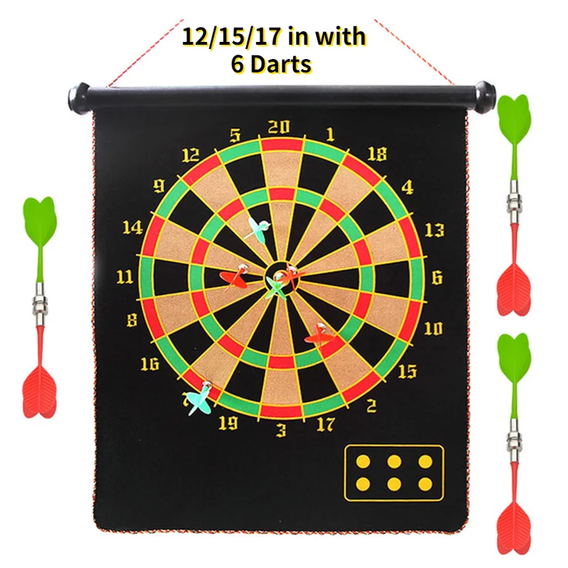 12/15/17 Inches Magnetic Dart Board Darts Suit Double Sided Flocking Dartboards Dart Plate of Safety Dart Safety Game Board Toy