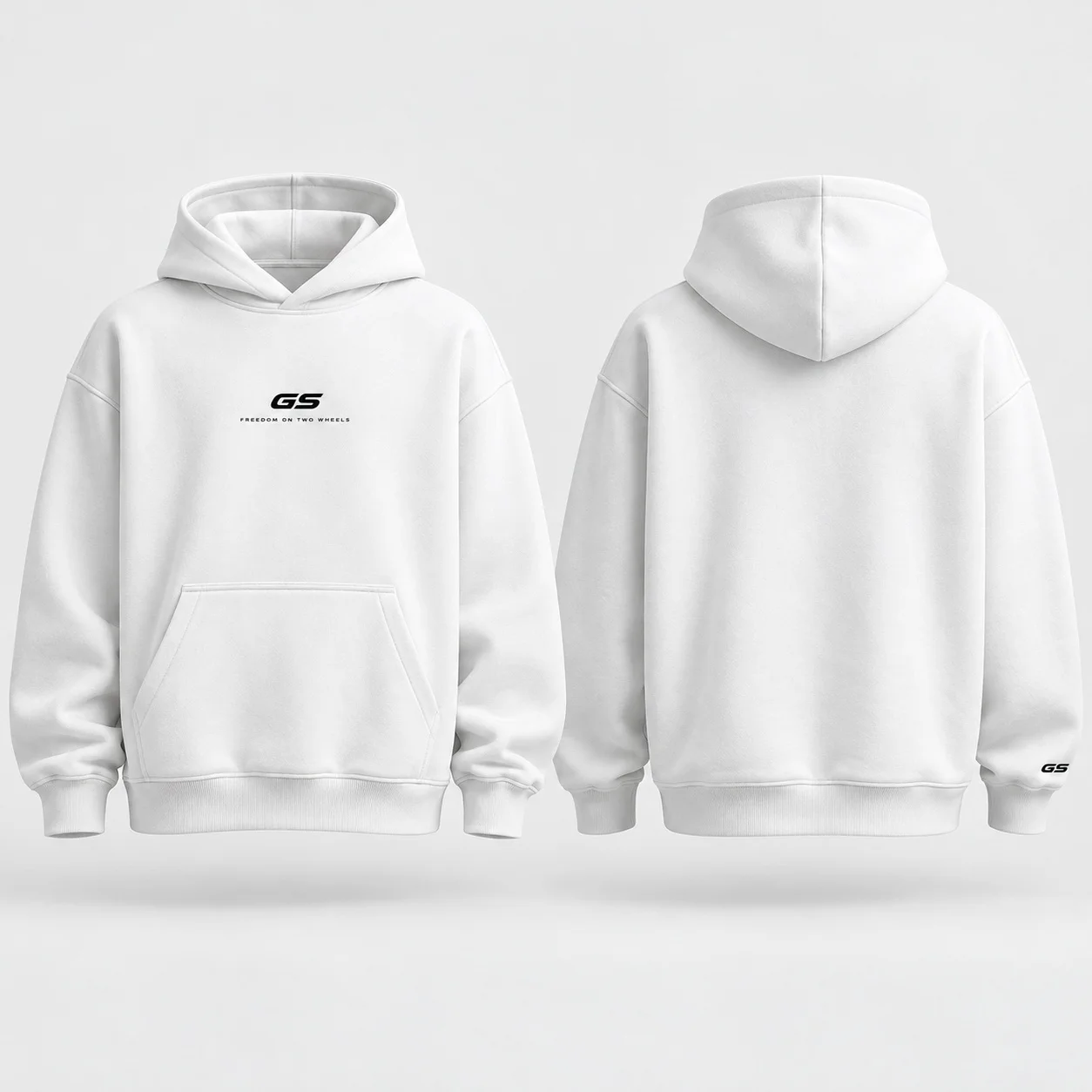 Men GS Freedom On Two Wheels White Hoodie Pullover Hooded Sweatshirt Motorcycle Rider Casual Streetwear Moto Fan Daily Top Gift