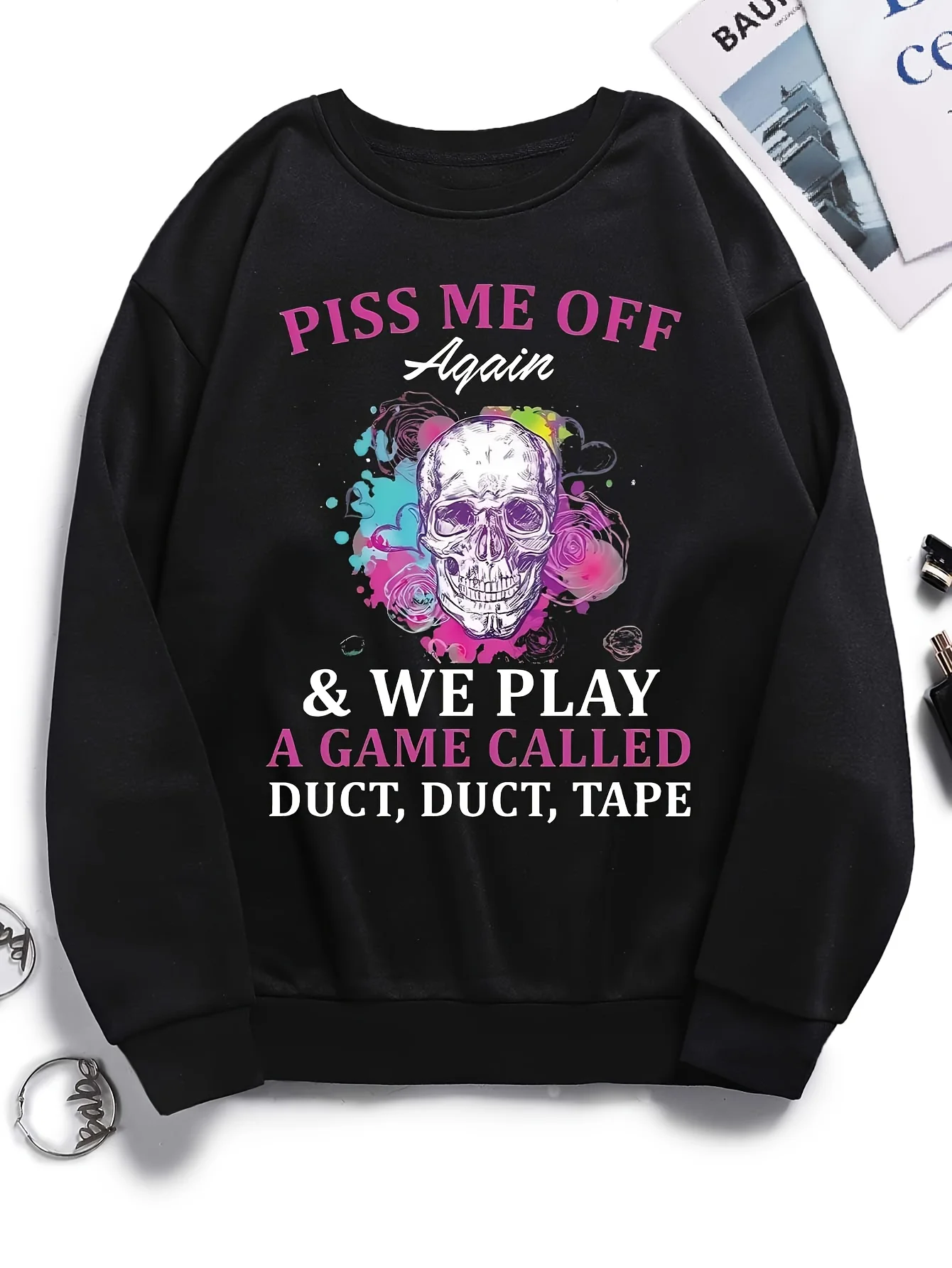 

Skull Letter Graphic Printing Autumn and Winter Cotton Men's and Women's Sweatshirts Outdoor Sports Leisure Fashion Trend
