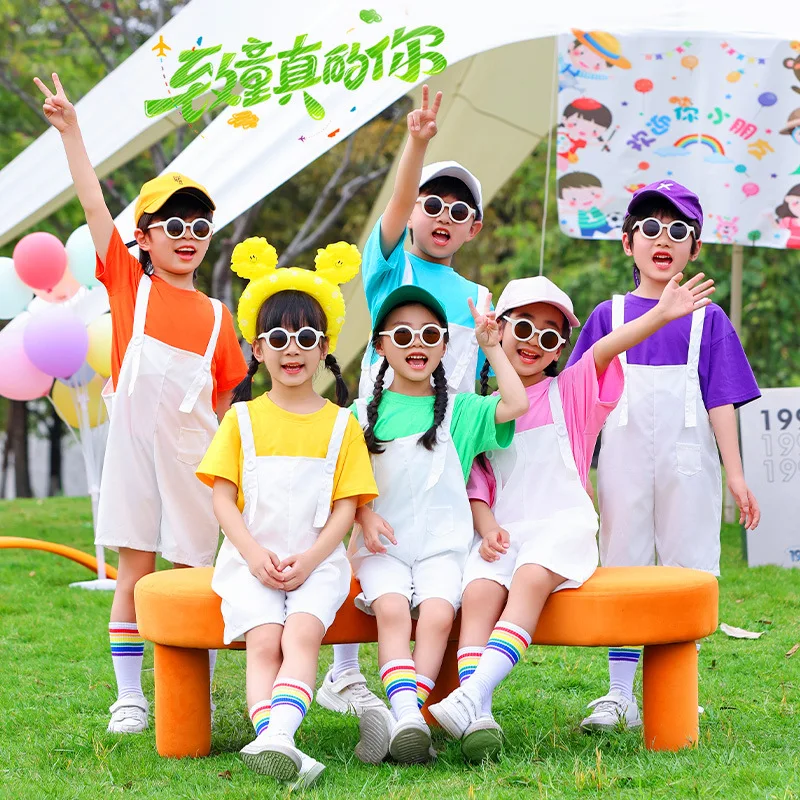 

Unisex Children's Dance Outfit Soft Material Graduation Season Jumpsuit Short Sleeve Overalls Performance Clothes