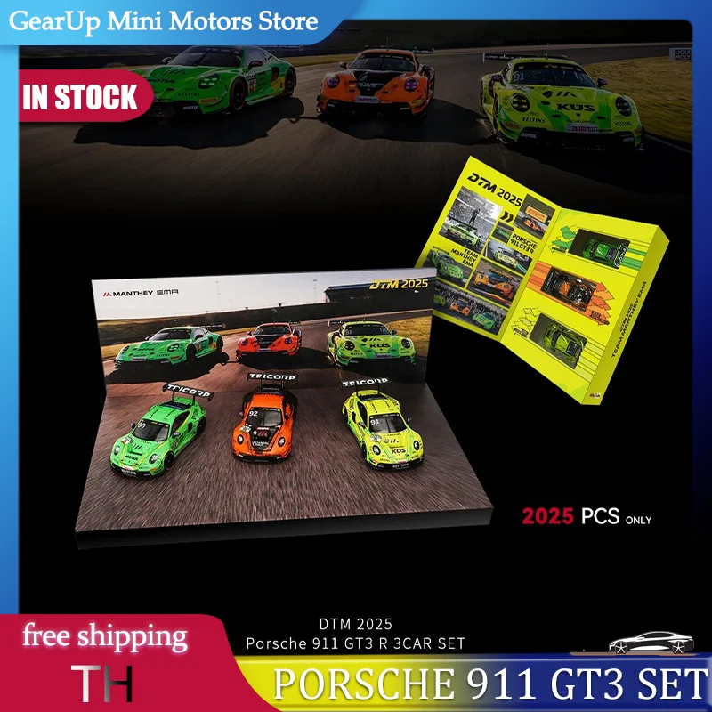 

New In Stock Trends Hobby 1:64 Porsche 911 Gt3 3car Set DTM 2025 Manthey 2026 HEC Edition Alloy Miniature Diecast Model Toy Gift