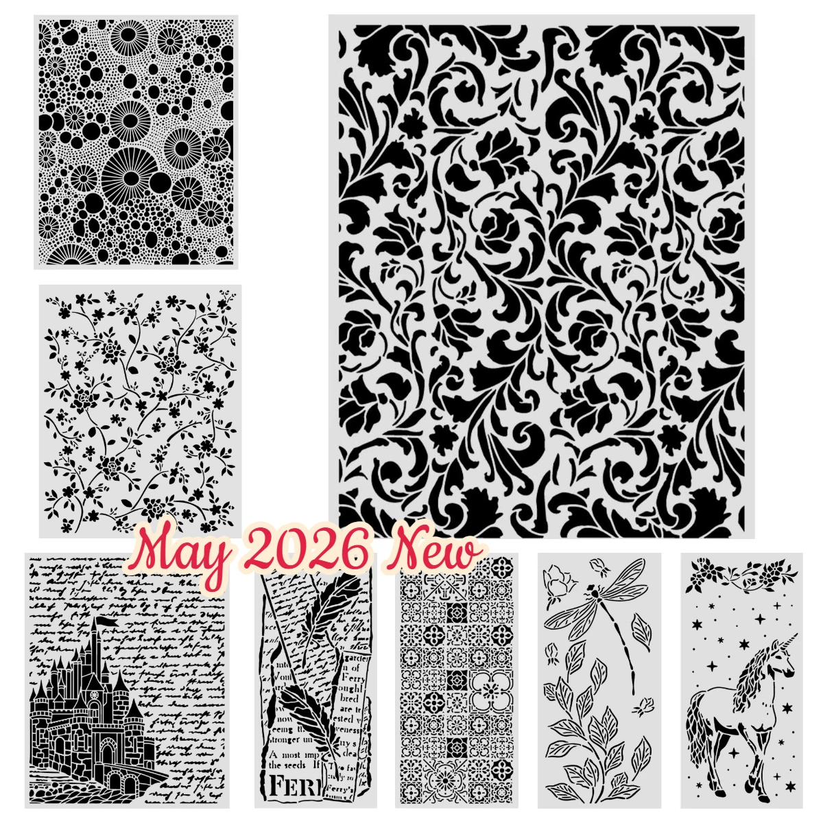 Allround-Schablone mit Buchstaben und Federn, handgefertigt für DIY, Bestseller, Malerei, Scrapbooking, Fotoalbum-Dekoration, Mai 2026 Neu