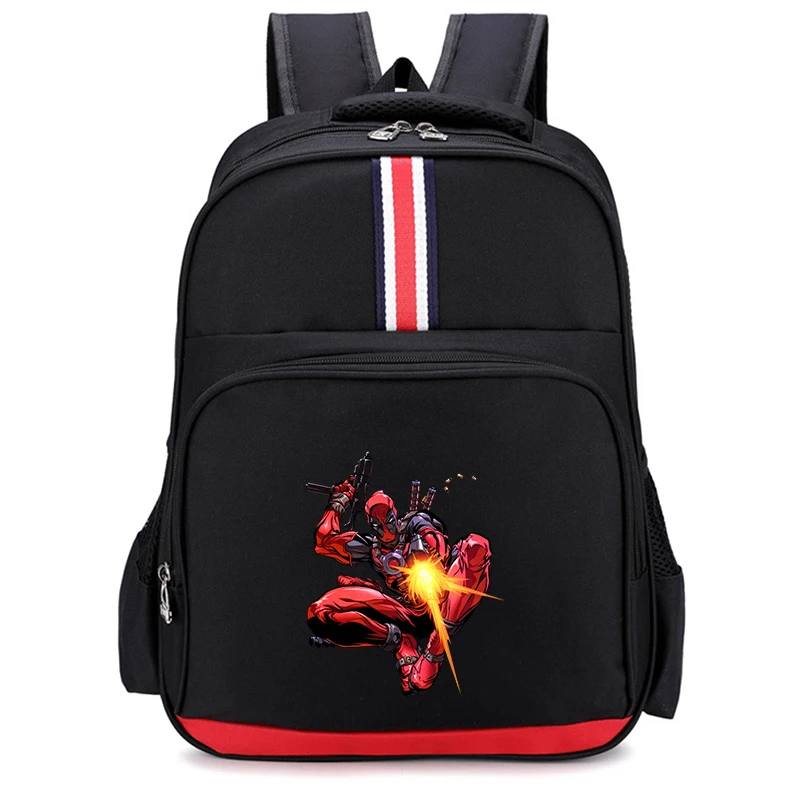 Deadpool Marvel School Bags Movie Cartoon Print Kids Student Supplies Backpack Teenager Adult Vogue Office Storage Knapsack Gift