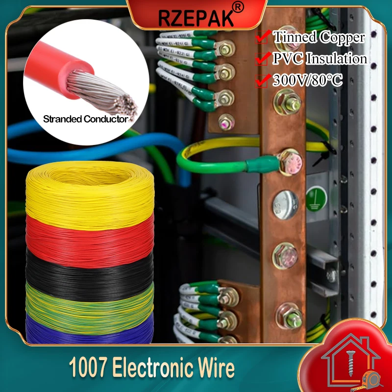 

5~100m Copper Cable 1007 Stranded Wire 30 28 26 24 22 20 18 16 AWG PVC Insulation Tinned Plating 300V for DIY LED Electric Line