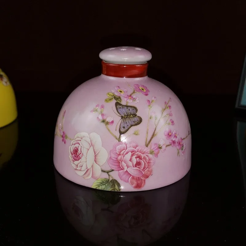 Pink Flower Ceramic Bathroom Accessories,Soap Dispenser,Dish,Aromatherapy Bottle, Jewelry Box,Toothbrush Holder,Water Cup,Gifts