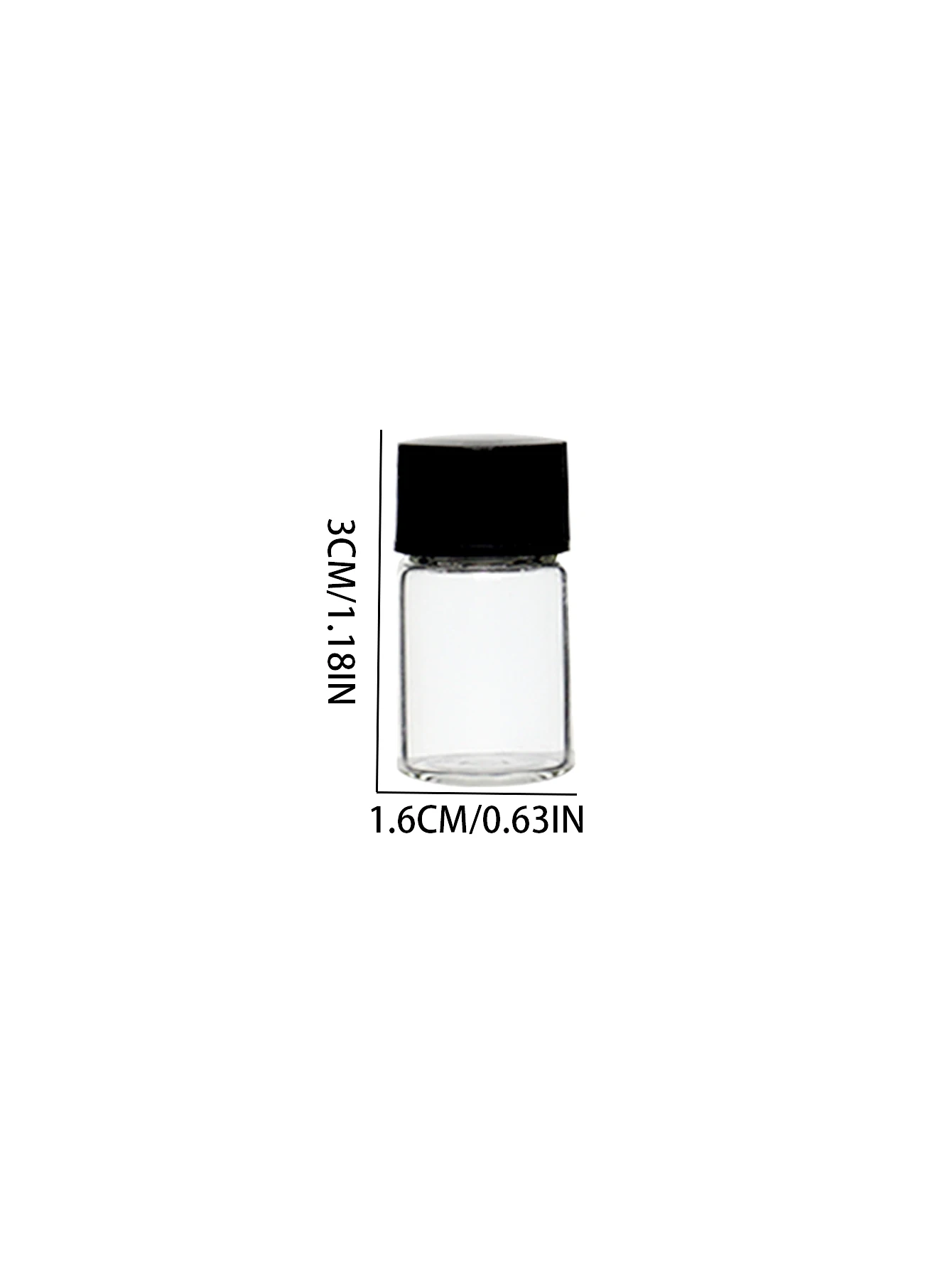 100 x 2ML  Mini Clear Glass Essential Oil Bottle 2cc Transparent Samples Glass Vial White  Black Cap  Small Cosmetic Containers