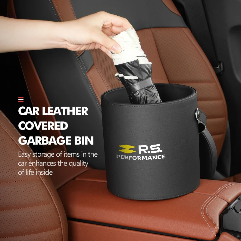 Car Trash Can With Lid Anti-Dirty Portable Storage Bucket For Renault RS Kadjar Captur Clio Megane 2 3 4 RS Koleos Logan - view 4