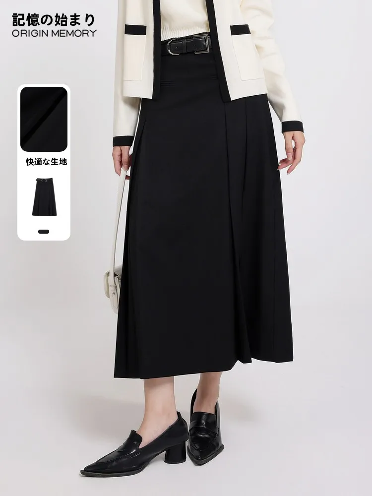 

Casual A-Line Skirt for Women Deep Color Versatile Winter New Arrival Polyester Viscose Spandex mid Waist Midi Skirt