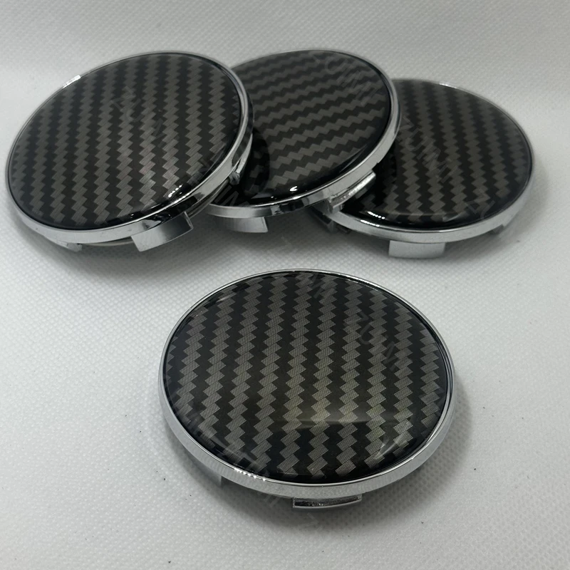 4Pcs 68mm Car Wheel Center Hub Caps 3D Carbon Fiber Universal Cover Kit Accessories Black Silver Auto Styling Parts Accessories