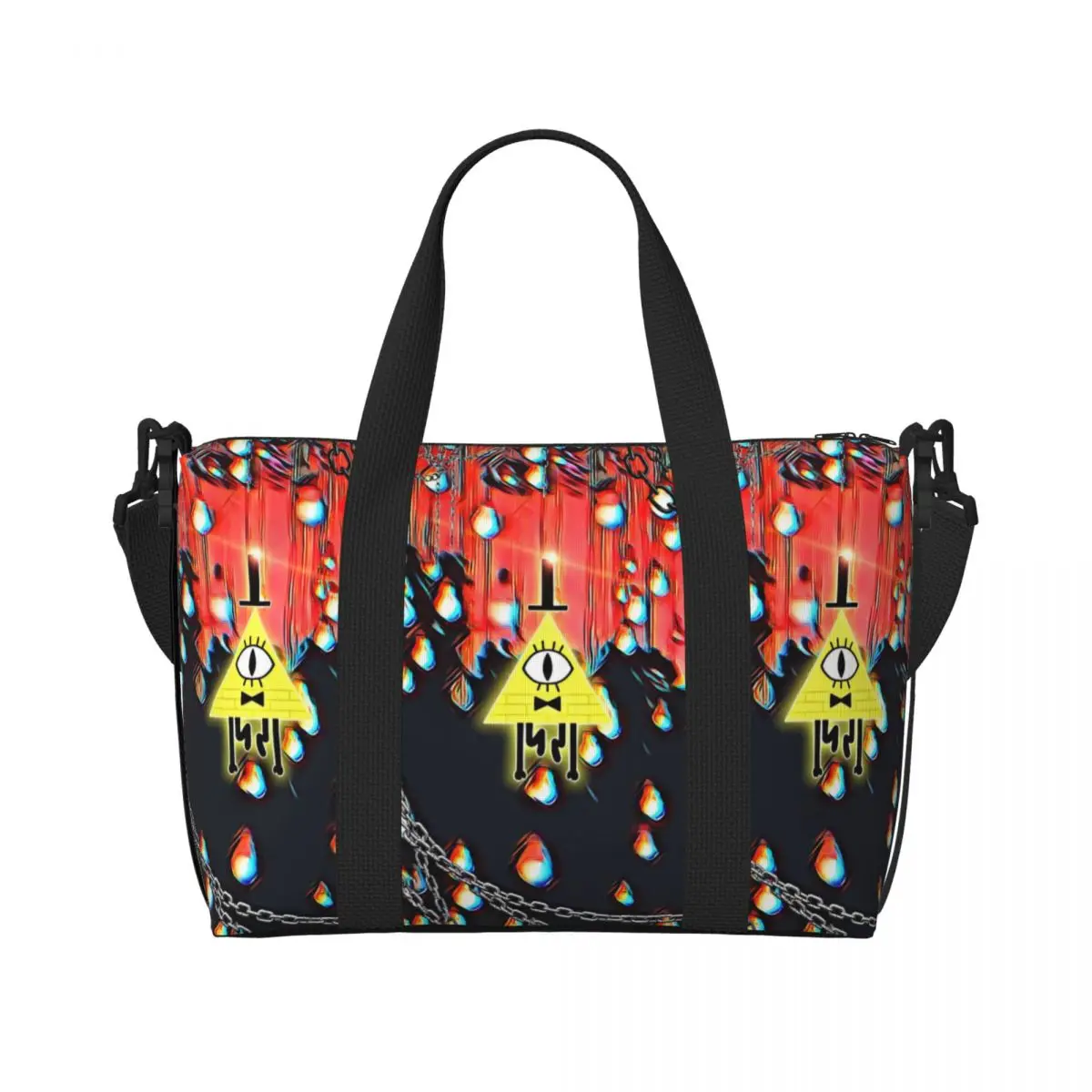 

Custom Gravity Falls Beach Tote Bag for Women Comedy Anime Big Compartment Gym Beach Travel Bags