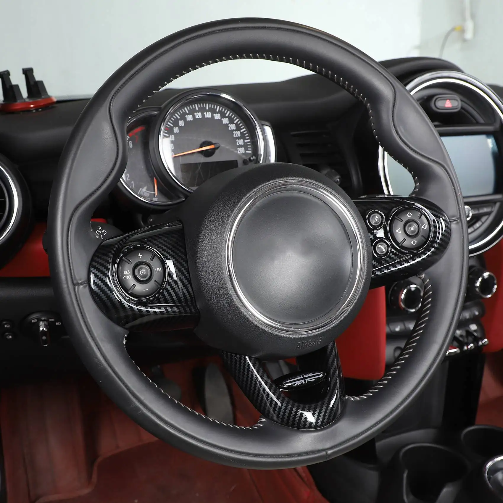 N30R_MA Car Steering Wheel Cover Trim for-BMW MINI Cooper F54 F55 F56 F57 F60