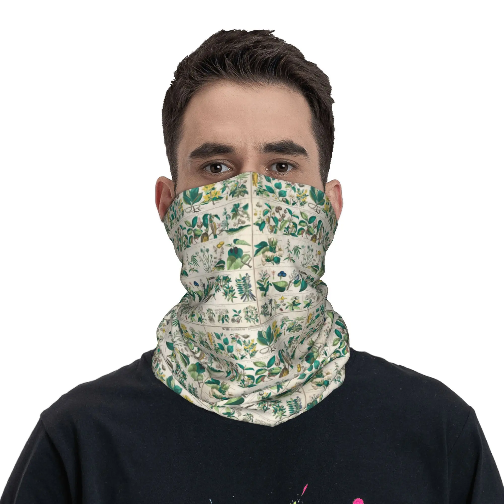 Antieke plantengrafiek Bandana nekbeschermer Gedrukte gezichtssjaal Multifunctioneel hoofdband Rijden voor heren Dames Volwassen Ademend