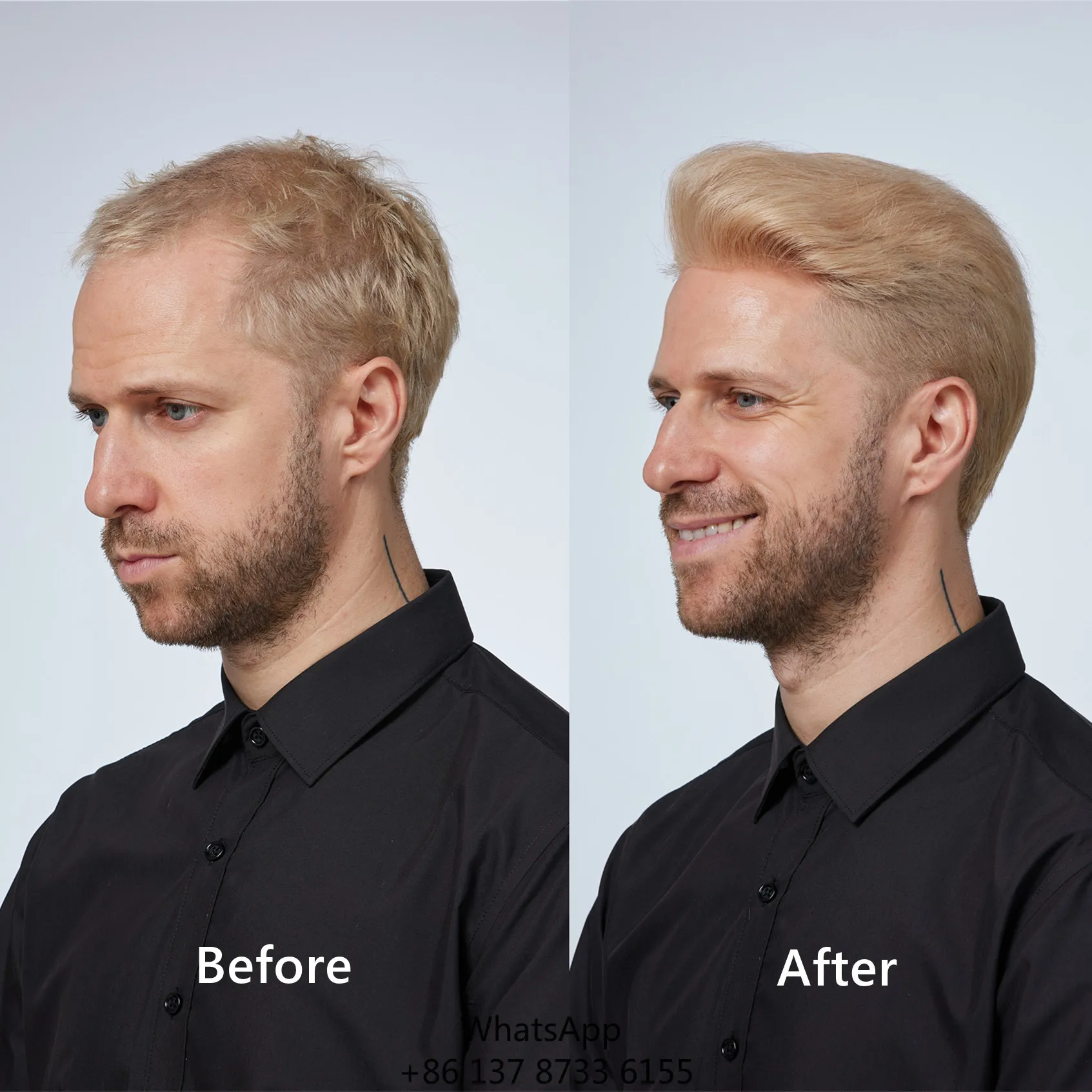 

HS1V Light Color 0.06mm Invisible V-loop Human Hair System Natural Hairline Super Thin Skin Mens Toupee