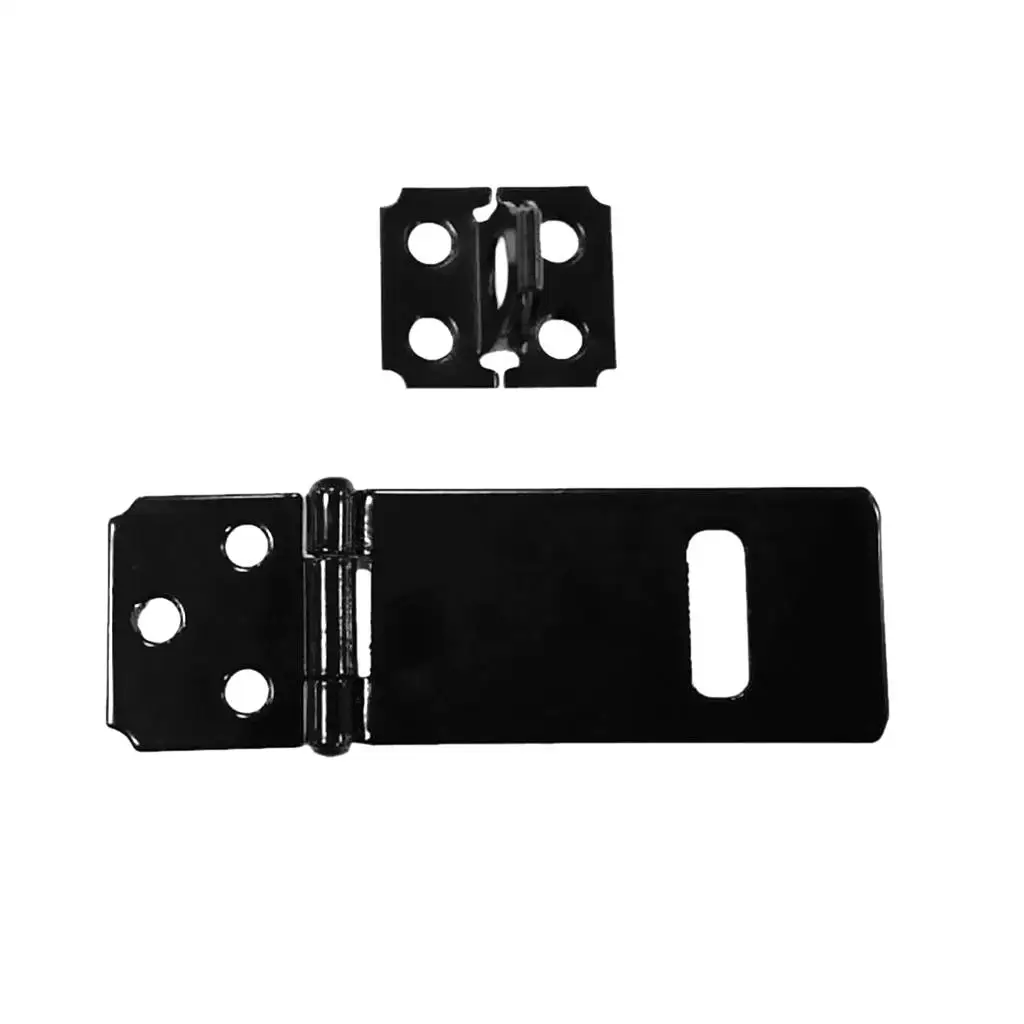 Picture 3: Black Iron Door Hasp Staple Compact Shed Latch Lock Padlock Clasp Security Strap for Sheds