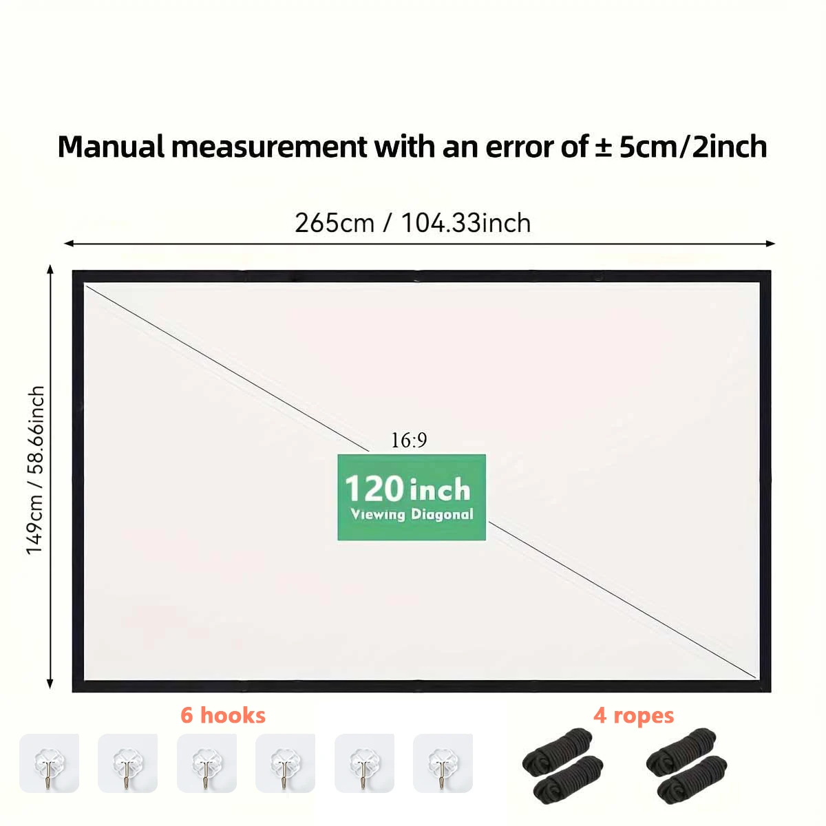 XBJ 100 Inch 4K Ultra HD Projection Screen 16:9 Foldable Portable Projector Screen With Dual Stands & Storage Bag For Indoor Outdoor Home Theater Movie Night Party image 3
