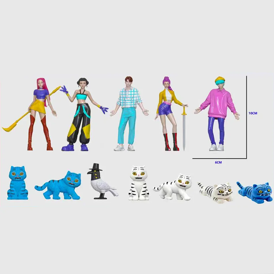 Figura de cazadores de demonios Kpop, caja ciega, figura de cazadores de demonios, figuras de Huntrix, juguete Derpys Tiger Rumi Mira Zoey Sussy, adorno de estatuilla