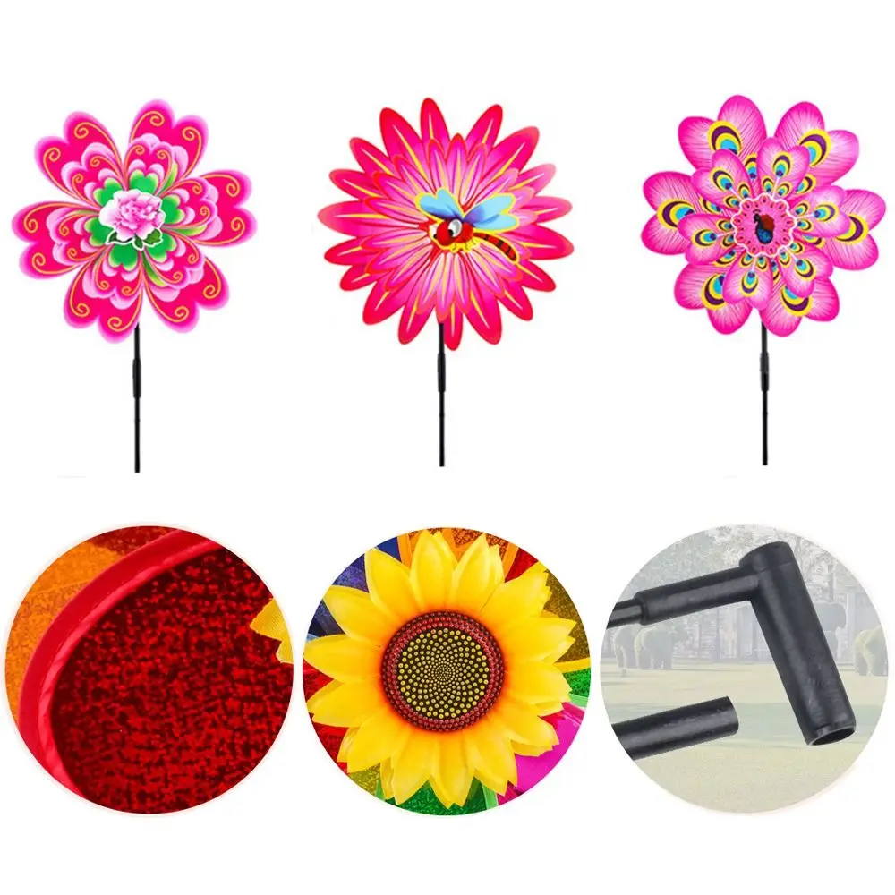 子供用 家庭菜園 カラフルなひまわり風車 レイアウト風車 プラスチック風車 DIY風車