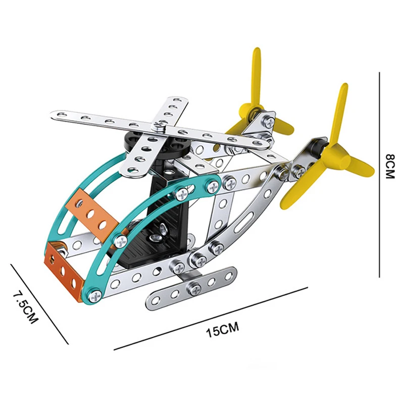 Elicottero per auto in metallo Puzzle 3D giocattoli educativi per bambini giocattoli per la costruzione di dadi a vite divertenti bambini giocattolo artigianale Set di mattoni per ragazzi