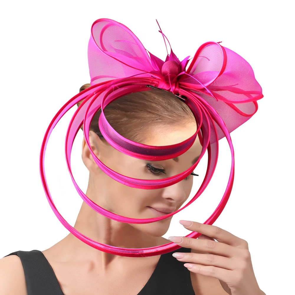 Purple Crinoline Fascinator Hat for Women with Hair Clips Big Party Church Wedding Bride Fashionable Headwear Hair Accessories