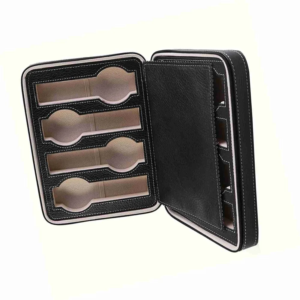 

Портативный футляр для часов на молнии из искусственной кожи и картона, прочный дорожный кейс для хранения 8 часов, для путешествий