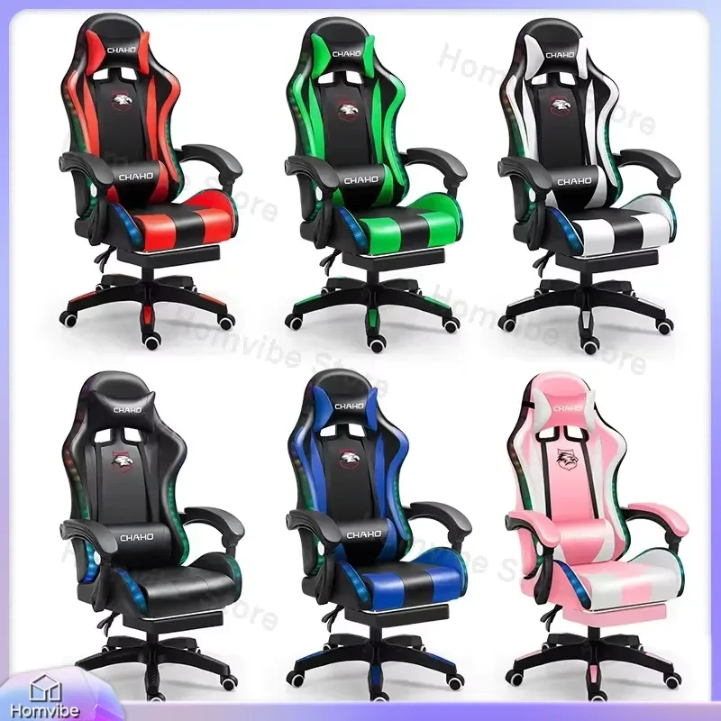 Ergonomic Gaming Chair High Back Racing Style Computer Chair with Lumbar Support Footrest PU Leather Swivel Office Chair for view 4
