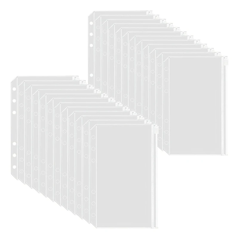 50 Stuks 6 Gaten Bindzak Rits Mappen Voor 6-Ring Binder Pvc Cash Budget Enveloppen Rits Tas