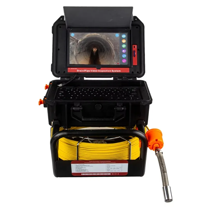 65-Foot pipe inspection camera 10.1-inch monitor with DVR, video pipe inspection device IP68 cam with meter counter and keyboard