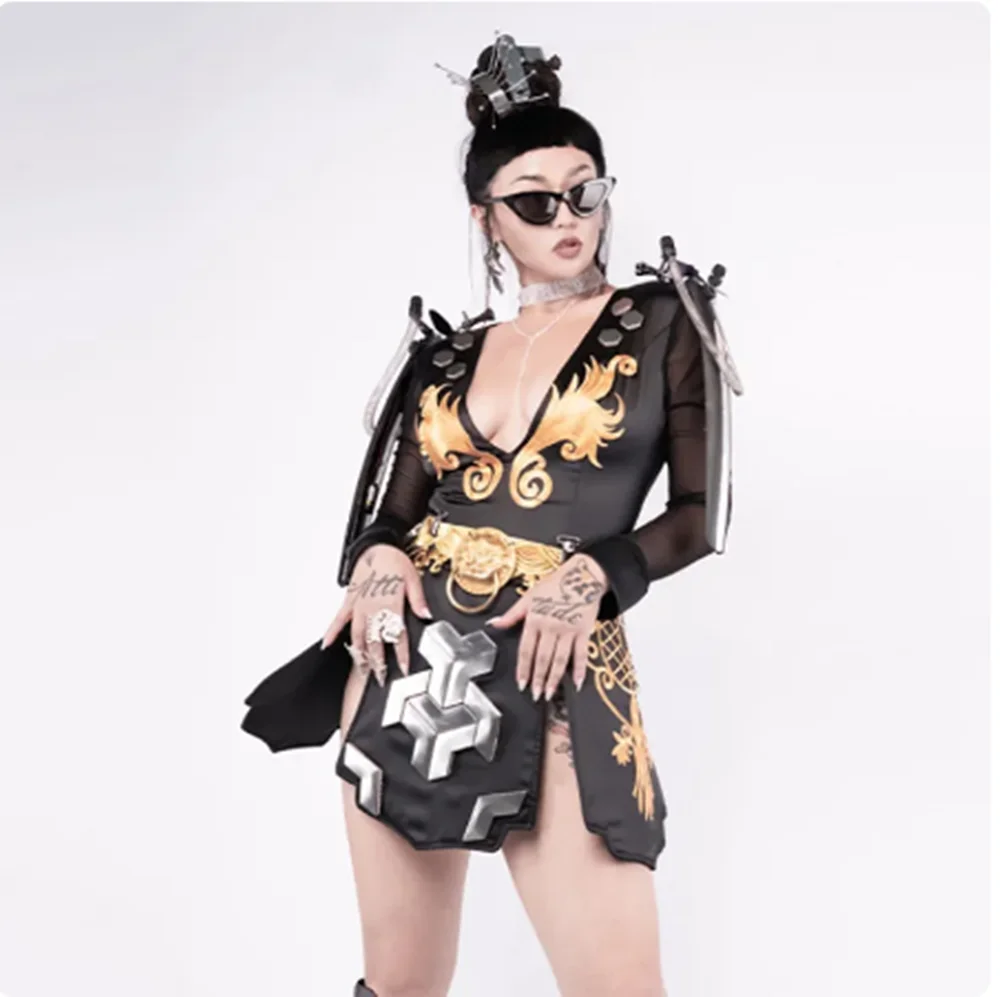 Adult Jazz Dance Costume Nightclub Gogo Dancer Stage Outfit Punk Dress Female Rave Festival Clothing Drag Queen Clothes