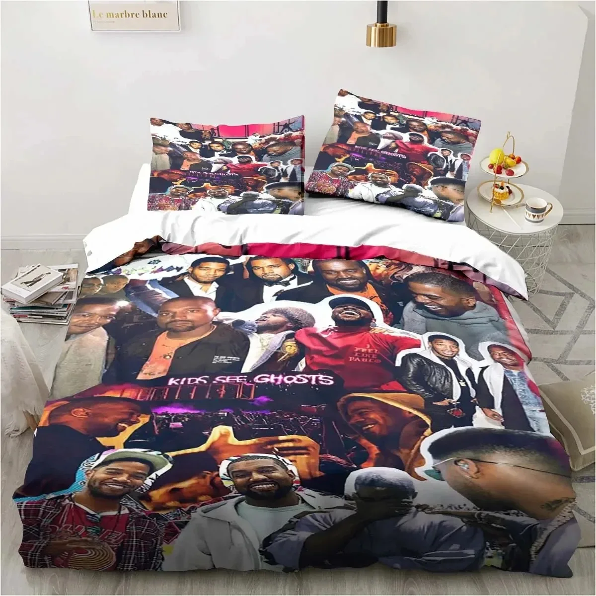 

3D Print Rapper Kanye West Bedding Set Duvet Cover Bed Set Pillowcase Comforter King Queen Size Quilt Cover Set for Boys Adult