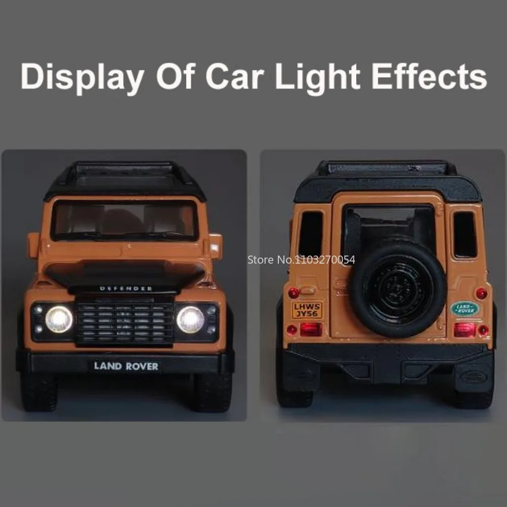 1/32 Land Rover Defender Alloy Toy Car Model Simulated Interior Design Sound Light Pull Back Toy Vehicles for Boy Birthday Gifts