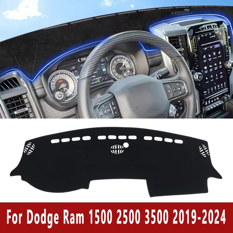 

Car Dashboard Mat Dash Cover Central Control Pad Custom for Dodge Ram 1500 2500 3500 2019-2024 Nonslip Cape Sunshade Accessories