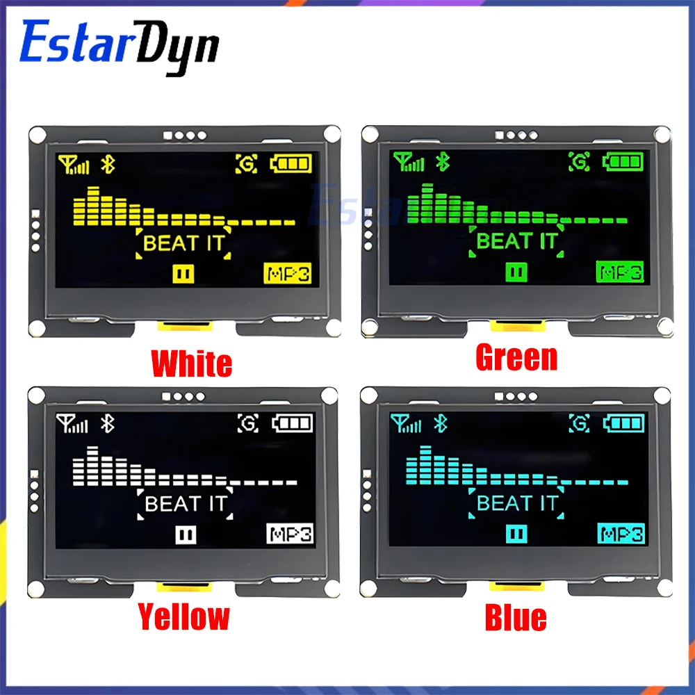 Estardyn 2.42-inch OLED display module, 2.4-inch display, 128x64 resolution, driven by SSD1309, 4-pin IIC interface