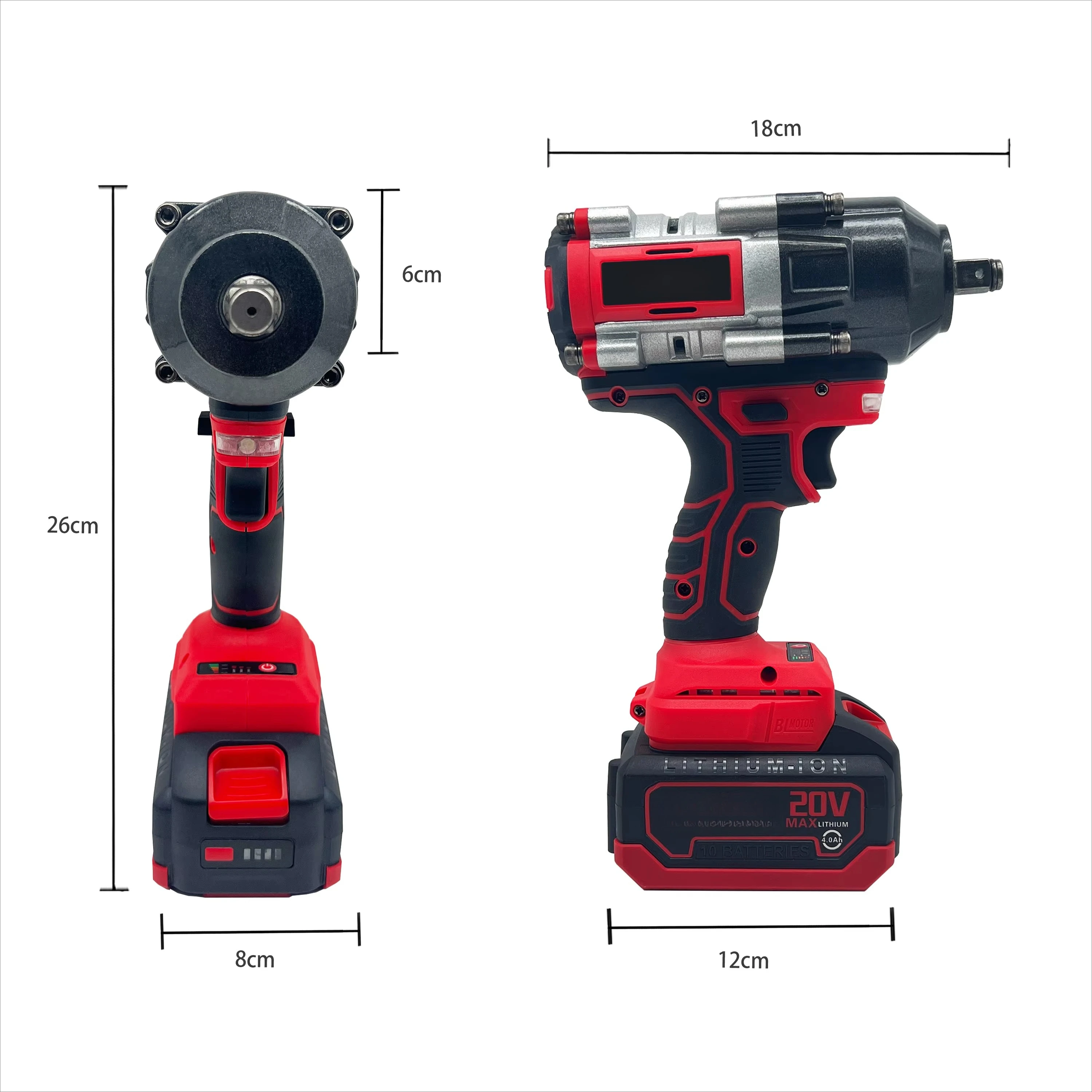 High Torque Impact Brushless Power Wrenches Kit Profesional Repair Ratchet Wrench 1/2 Drive Size 800NM Working