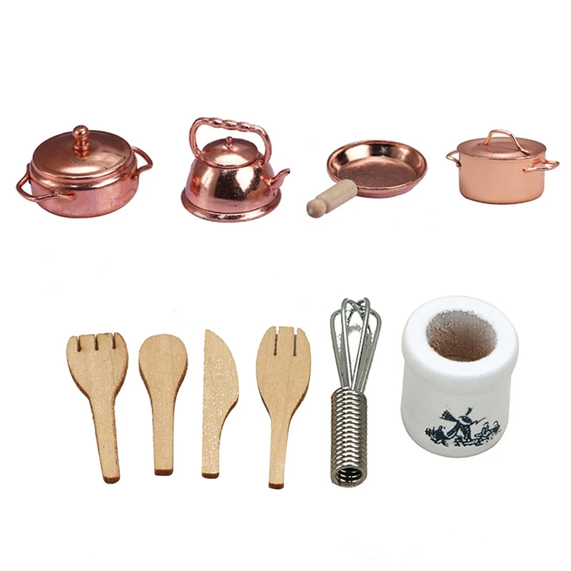 Mini utensilios de cocina para casa de muñecas, cuchara batidora de huevos, soporte de cerámica para decoración de cocina, vajilla en miniatura de alimentos, muebles, 1/12