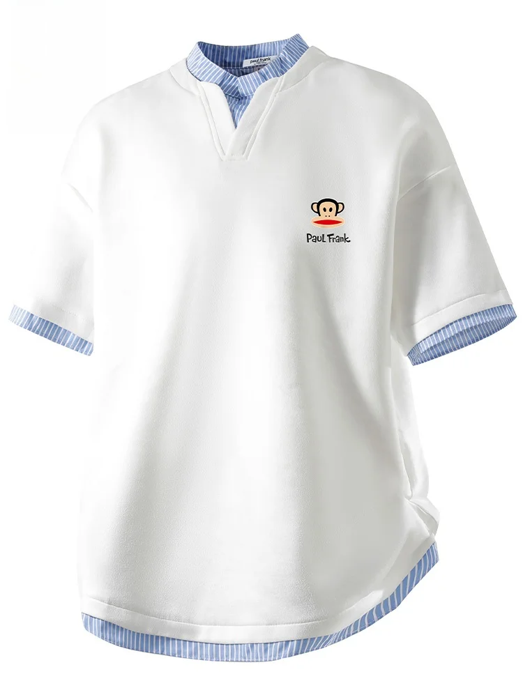 

Мужская футболка Paul Frank American Style с V-образным вырезом и коротким рукавом, свободного кроя, повседневная, летняя, с мультяшным принтом, из смесового полиэстера