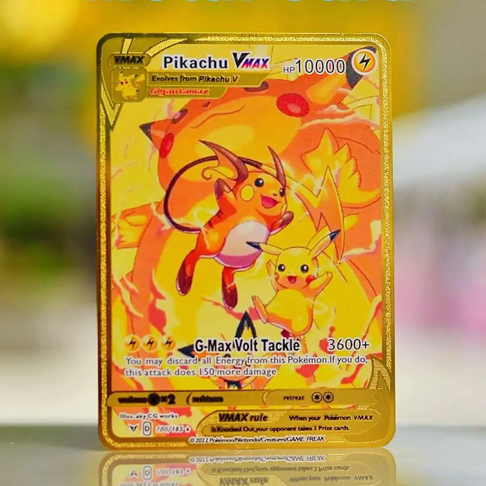 Карты с покемонами, золотые металлические буквы с покемонами Tcg Mario Vmax Dragonite Gx Pikachu Vstar, аниме, настольные игры, игральные карты, детские игрушки, подарок
