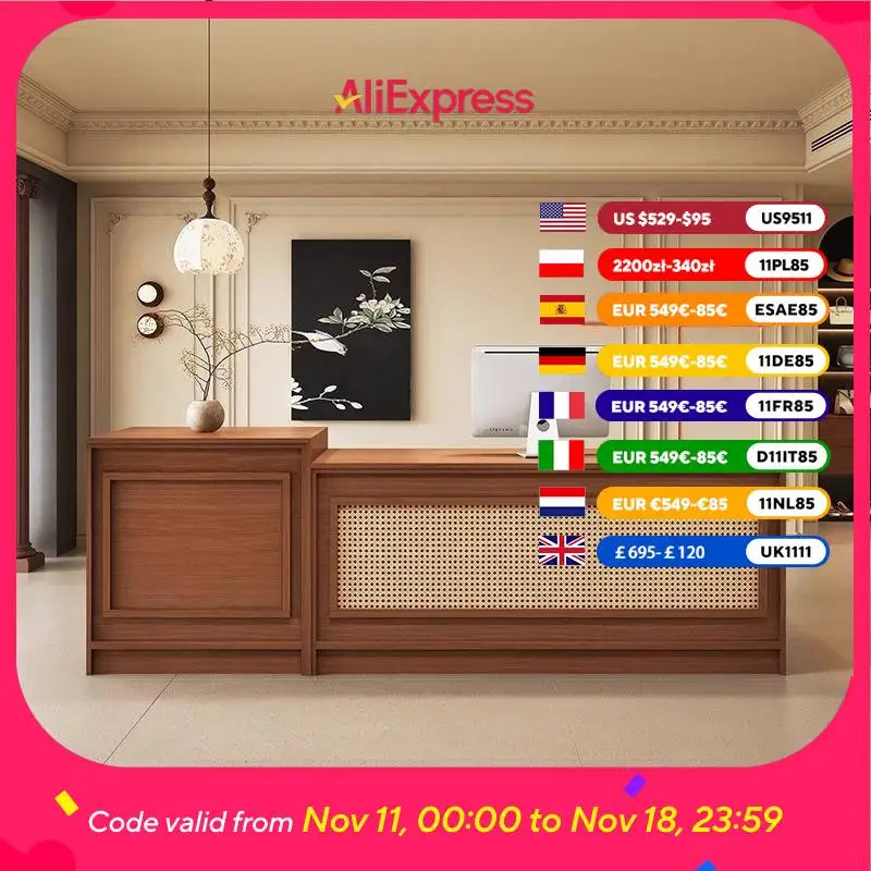 

Counter Logo Reception Desks Brown Aesthetics Modern Office Reception Desks Wood Business Design Mostrador Recepcion Furniture