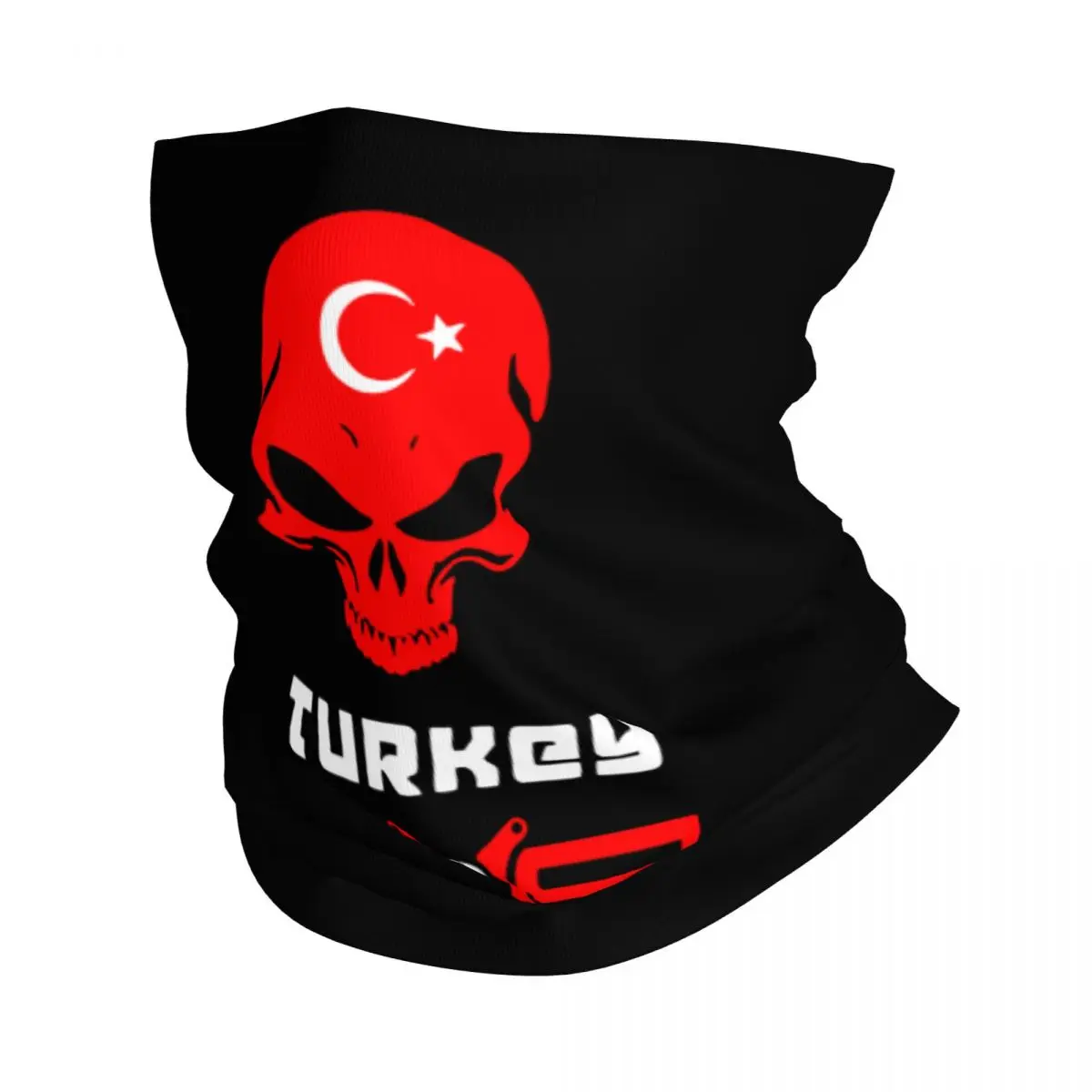 Flag And Skull Bandana Neck Cover Turkey Turkish Flag Mask Scarf Multifunctional Face Mask Running Unisex Adult Windproof