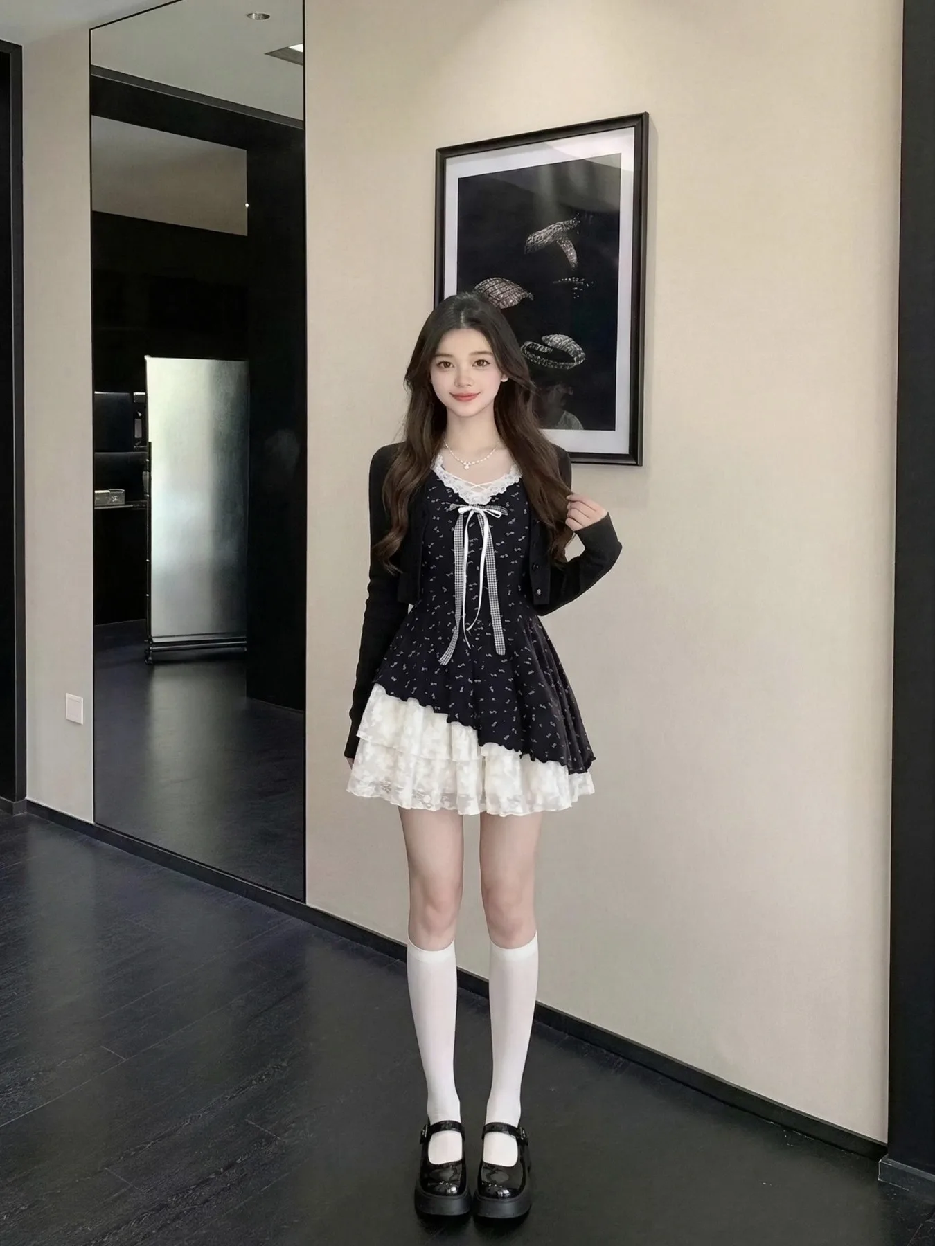 

plus Size Women's Elegant Color Block Lace A-Line Dress Summer Slimming Design Casual Korean Style Loose Fit Dress