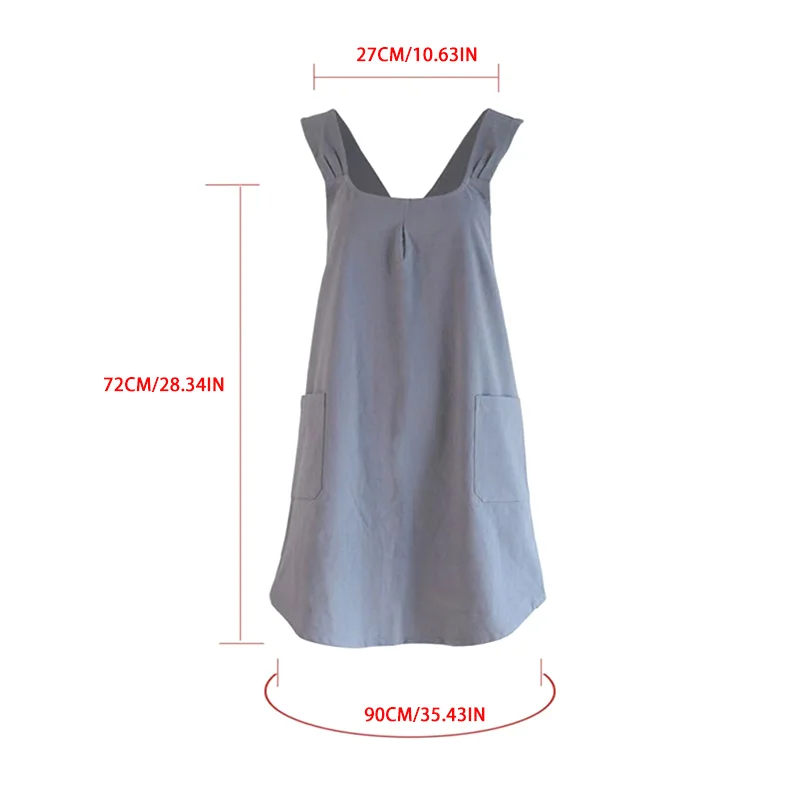 مآزر متقاطعة الظهر للنساء، مريلة سموك مع جيوب، فستان بستنة لطيف، مآزر متقاطعة للنساء مع مآزر جيوب #6