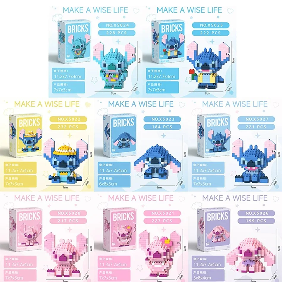 

Disney LiLo Stitch Toys Building Block Angel lega Cartoon Character Assembled Model Toys For girl Children Birthday Gifts